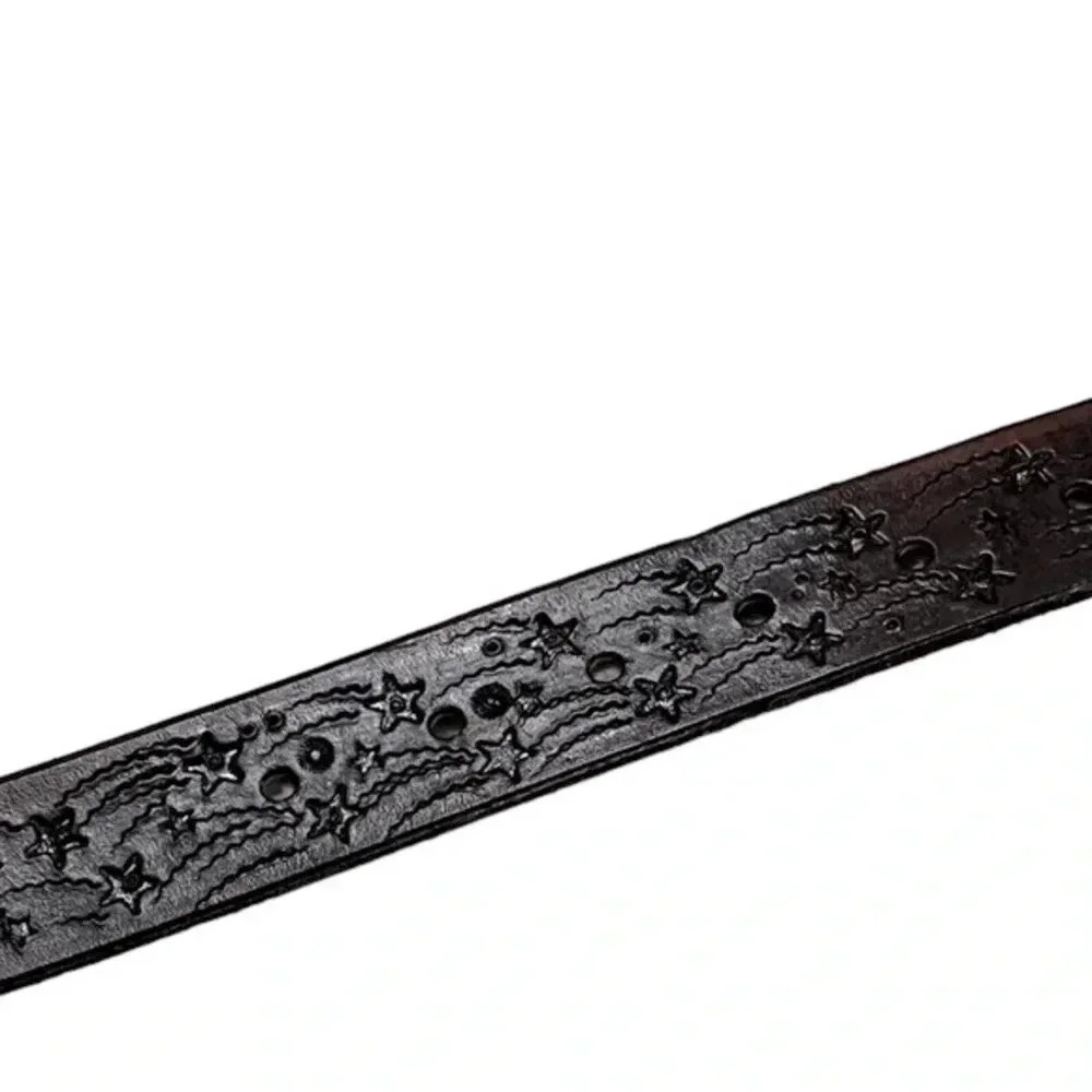 🍀 2/$22 Leather Hand Tooled Initials Brown Womens Belt size medium - Picture 5 of 7